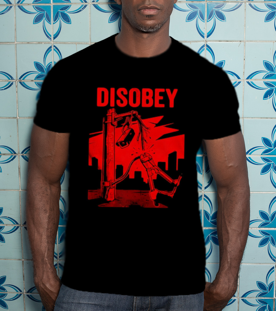 DISOBEY Surveillance Camera Wire Cutting Protest Stencil T-Shirt