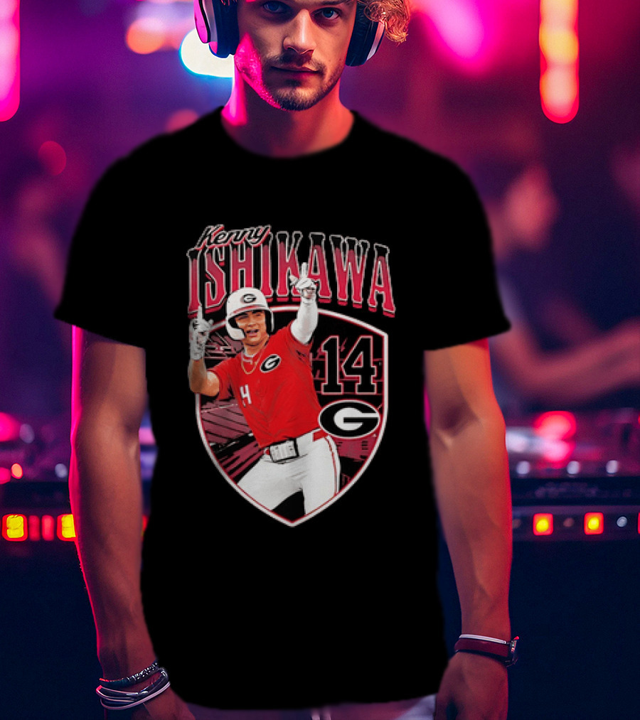 Kenny Ishikawa Georgia Bulldogs 14 Action Pose T-Shirt