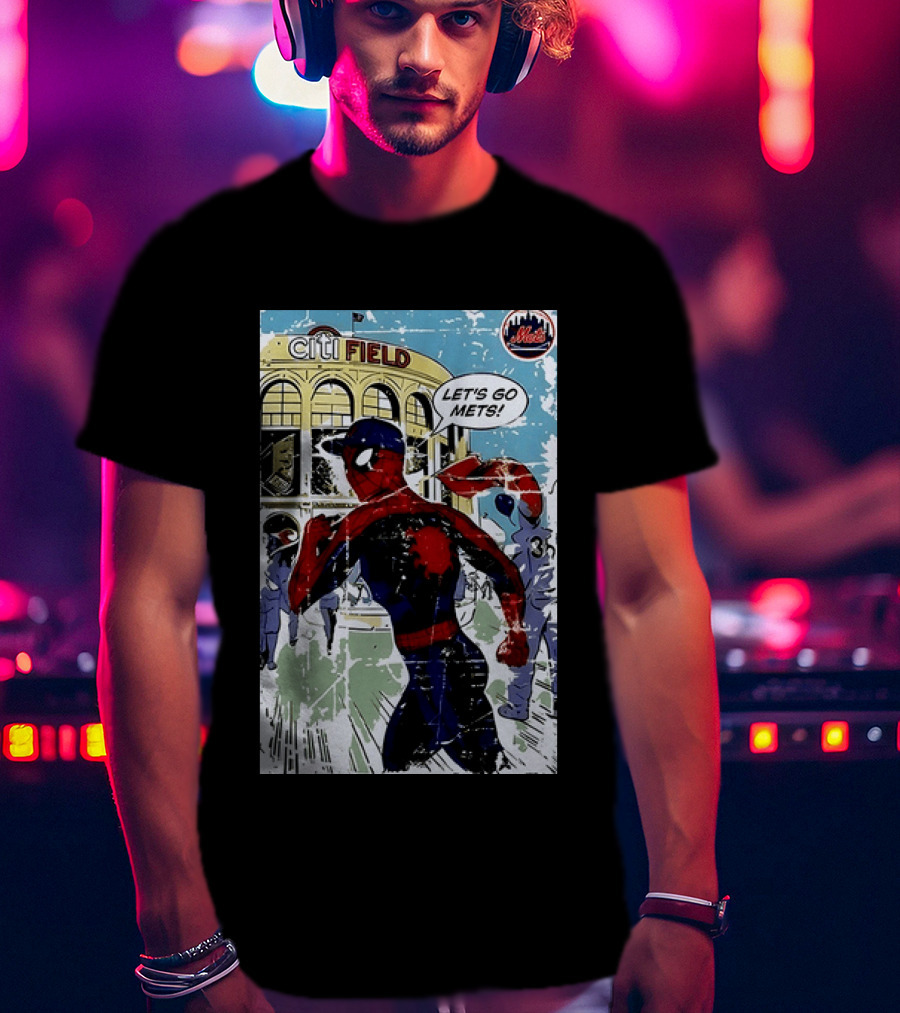 Citi Field New York Mets Spider Man Let's Go Mets 2026 T-Shirt