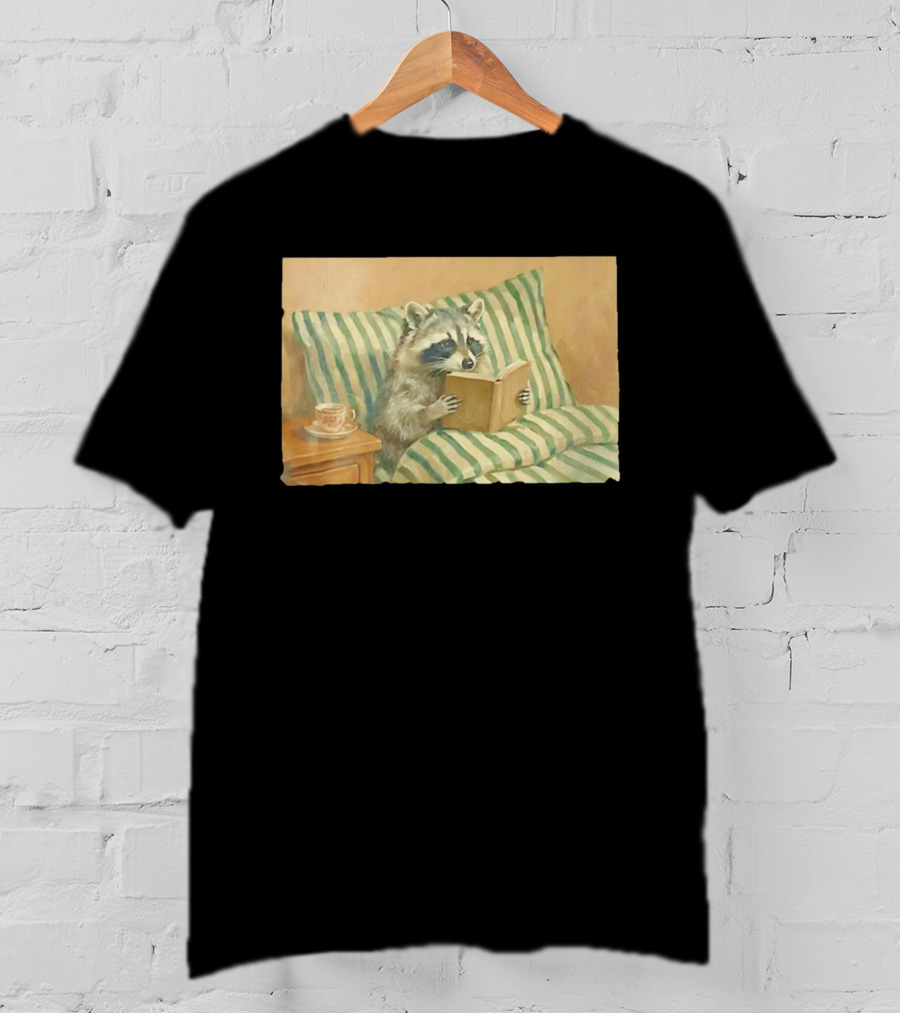 Probably Reading Trash Raccoon Bookworm Cozy T-Shirt
