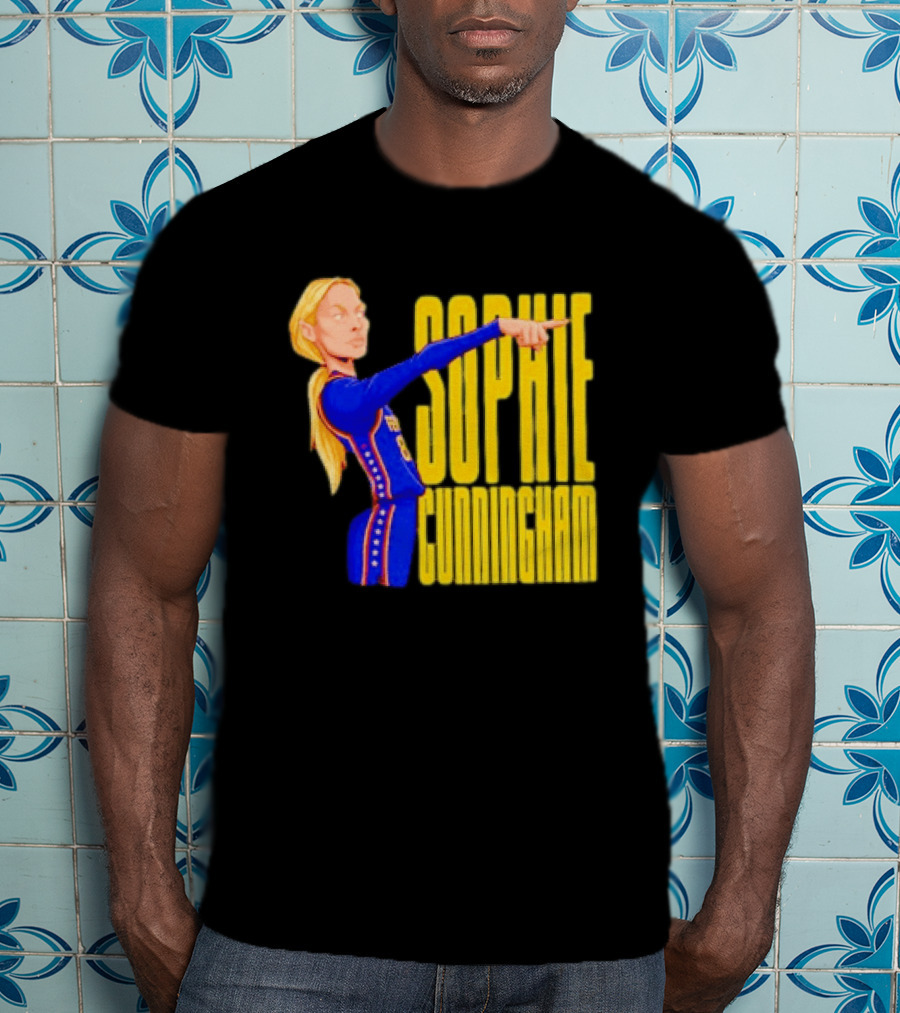 Sophie Cunningham Cartoon Indiana Fever Pointing T-Shirt