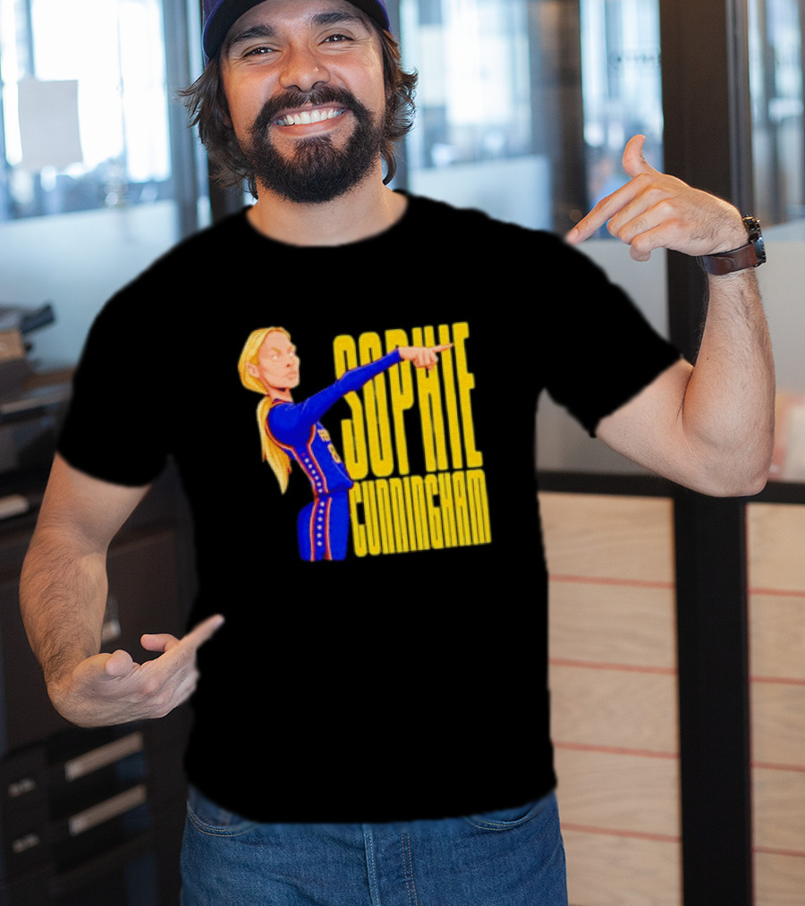 Sophie Cunningham Cartoon Indiana Fever Pointing T-Shirt