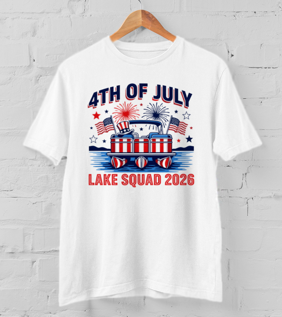 4th Of July Lake Squad 2026 Patriotic Pontoon Boat T-Shirt
