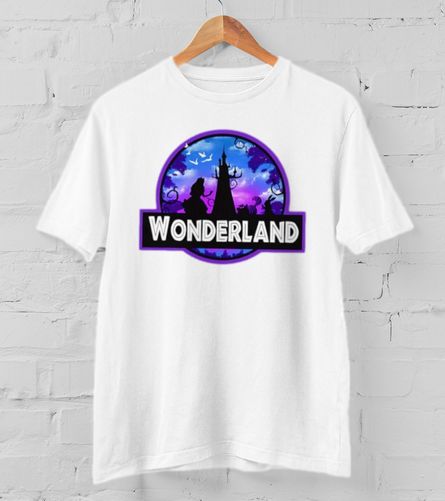 Alice Cheshire Cat White Rabbit Wonderland Disney Fantasy Adventure Movie T-Shirt