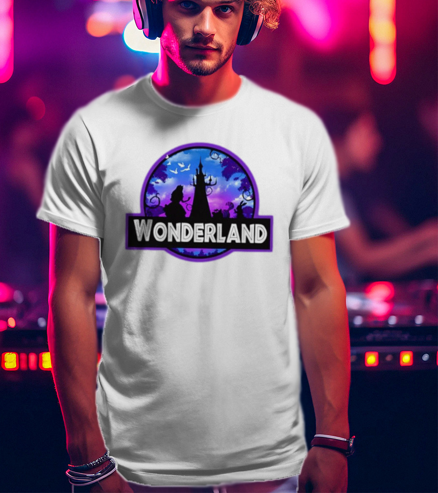 Alice Cheshire Cat White Rabbit Wonderland Disney Fantasy Adventure Movie T-Shirt
