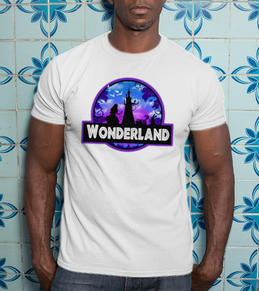 Alice Cheshire Cat White Rabbit Wonderland Disney Fantasy Adventure Movie T-Shirt