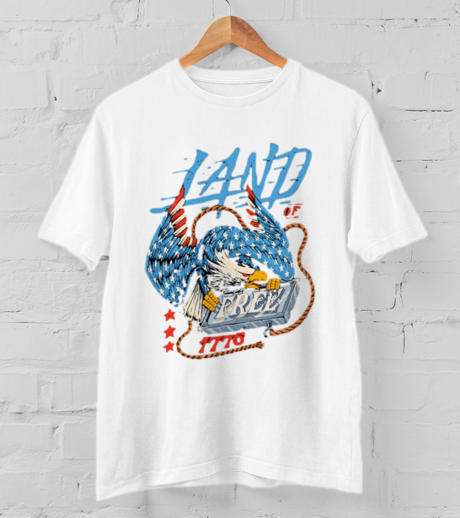 Land Of The Free 1776 Bald Eagle Patriotism T-Shirt