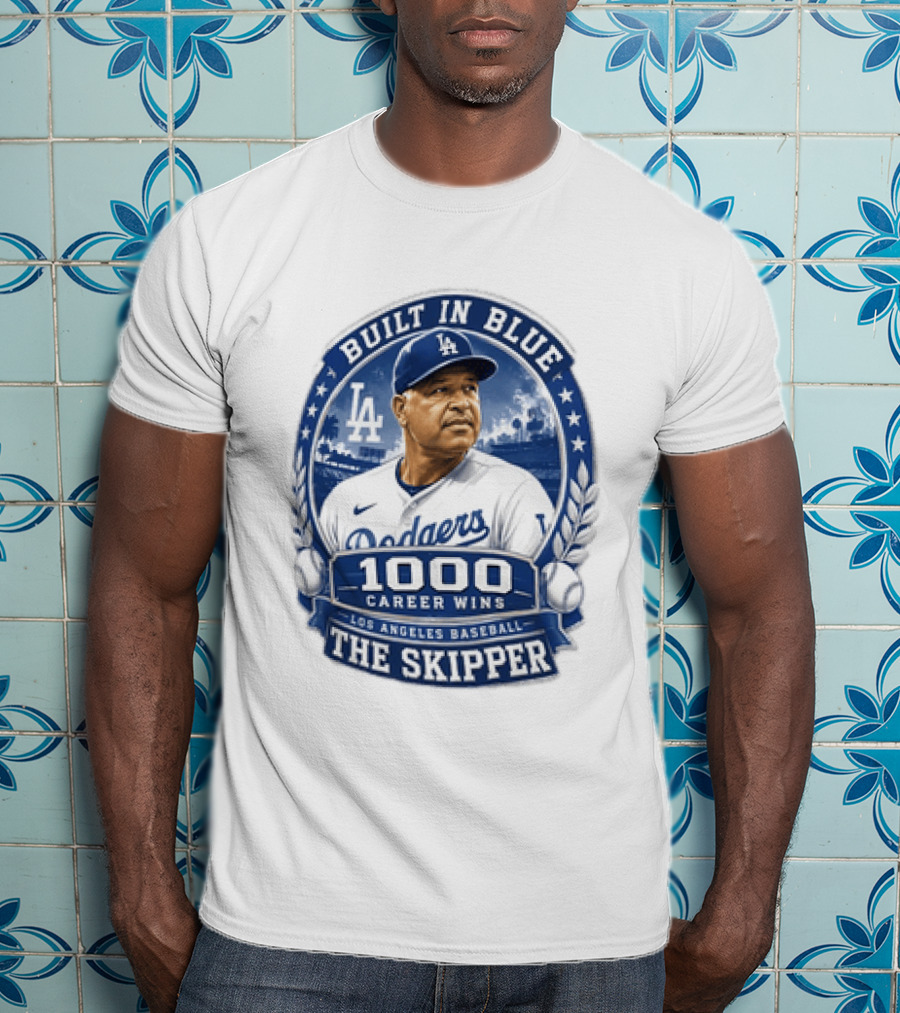 Built In Blue Los Angeles Dodgers Dave Roberts 1000 Career Wins The Skipper T-Shirt