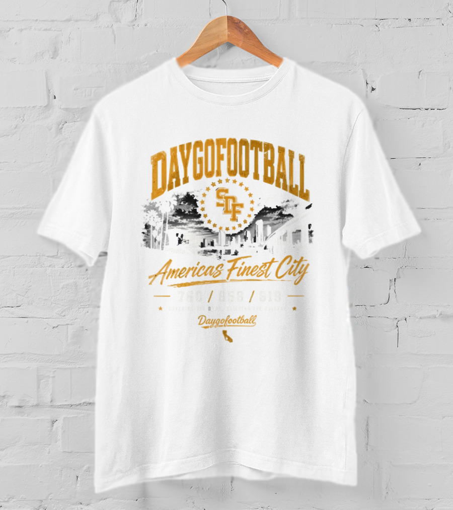 Daygo Football San Diego America's Finest City 760 858 619 California SDP Stadium T-Shirt