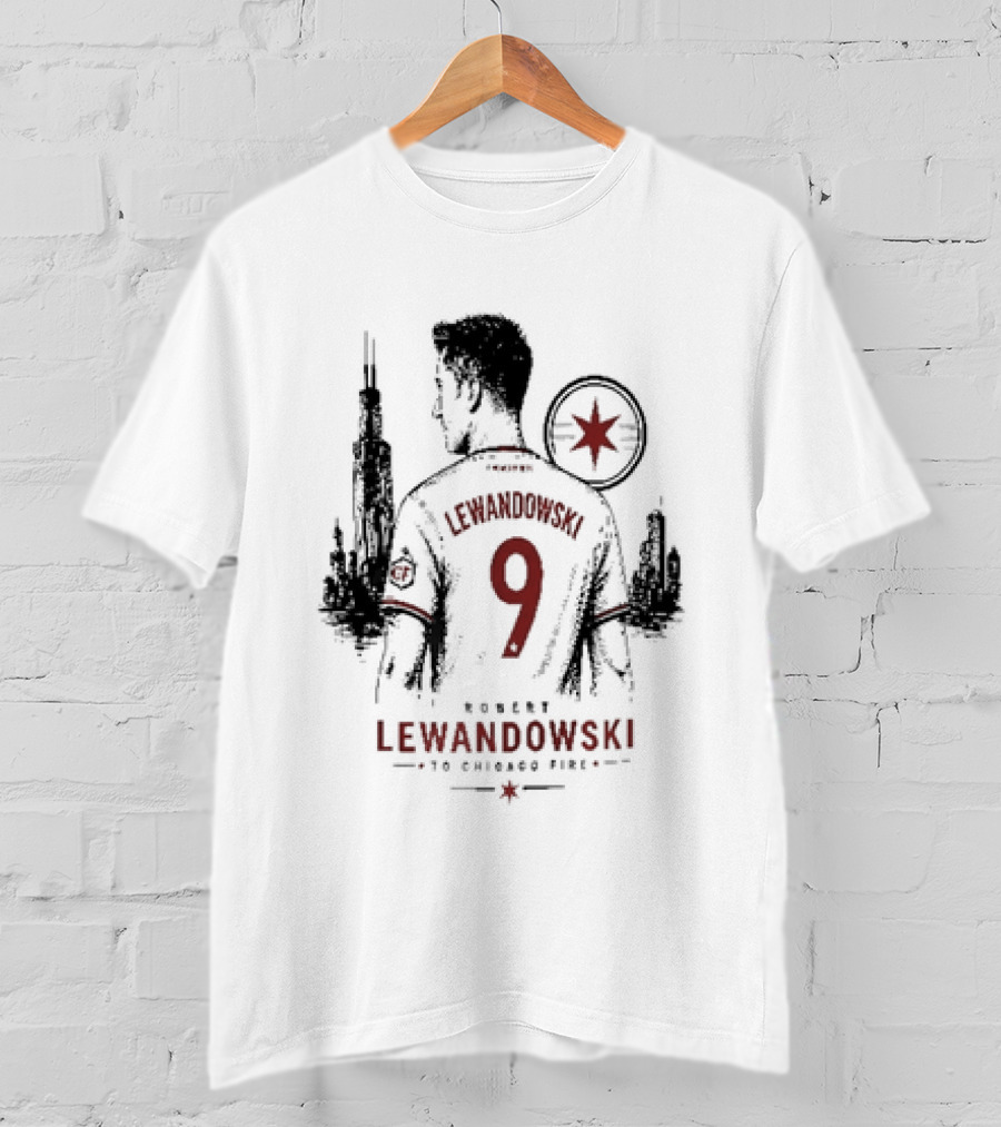 Robert Lewandowski Number 9 Chicago Fire Soccer Transfer T-Shirt