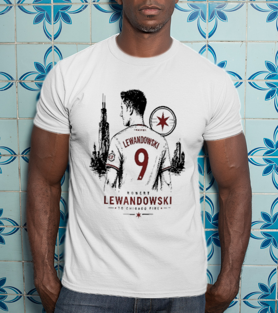 Robert Lewandowski Number 9 Chicago Fire Soccer Transfer T-Shirt
