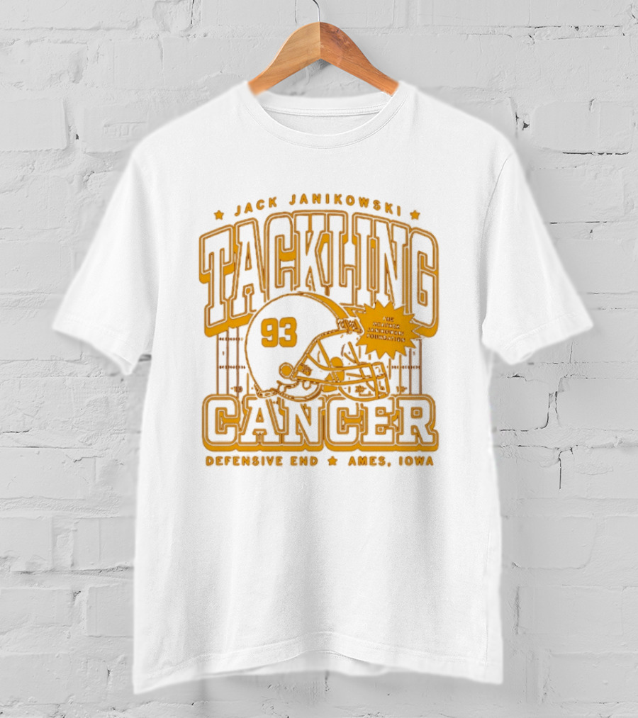Jack Janikowski Tackling Cancer Defensive End 93 Ames Iowa Schmidt Foundation T-Shirt