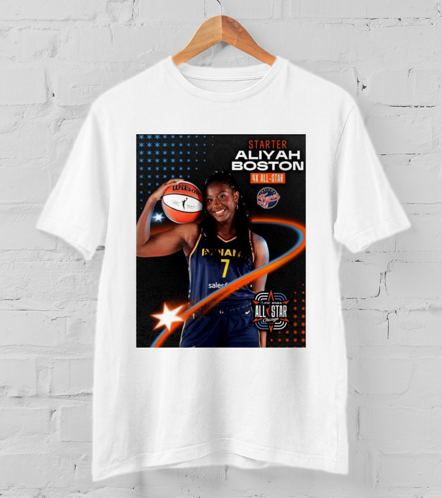 Starter Aliyah Boston 4x All Star Ind State Fever AT&T WNBA All Star 2026 Chicago T-Shirt
