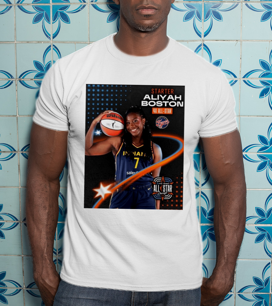 Starter Aliyah Boston 4x All Star Ind State Fever AT&T WNBA All Star 2026 Chicago T-Shirt