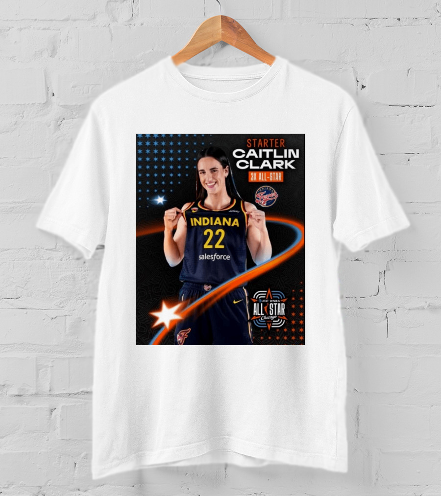 Starter Caitlin Clark Indiana 3X All Star Fever AT&T WNBA All Star Chicago T-Shirt