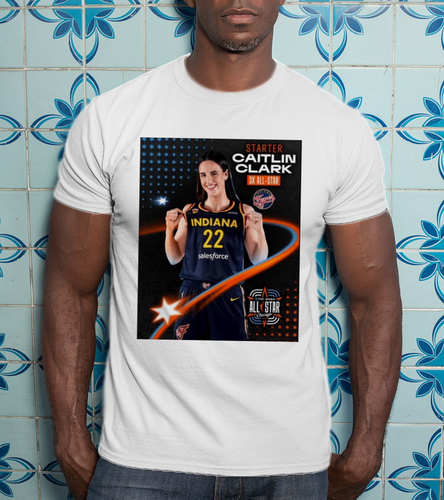 Starter Caitlin Clark Indiana 3X All Star Fever AT&T WNBA All Star Chicago T-Shirt