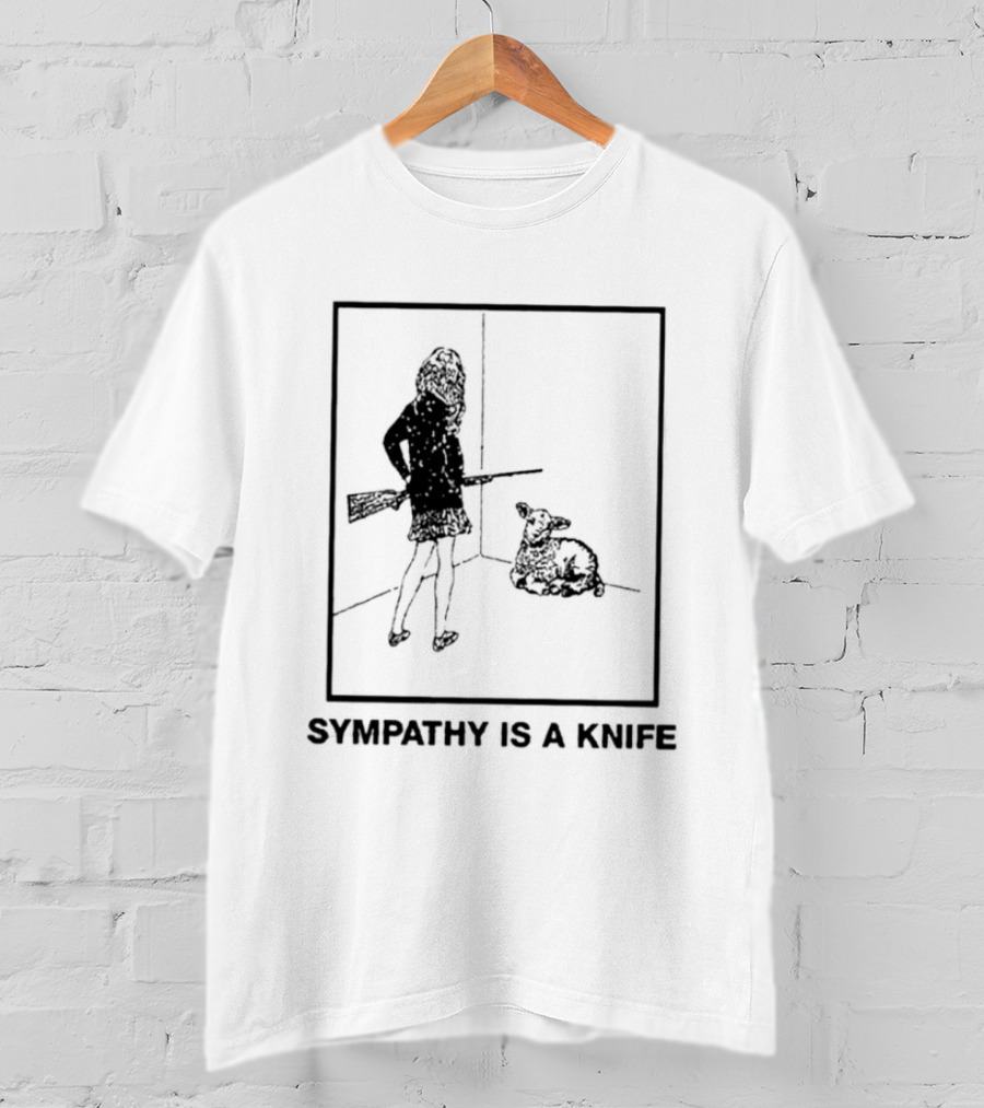 Sympathy Is A Knife Dark Silhouette Holding Object Next To Seated Figure T-Shirt