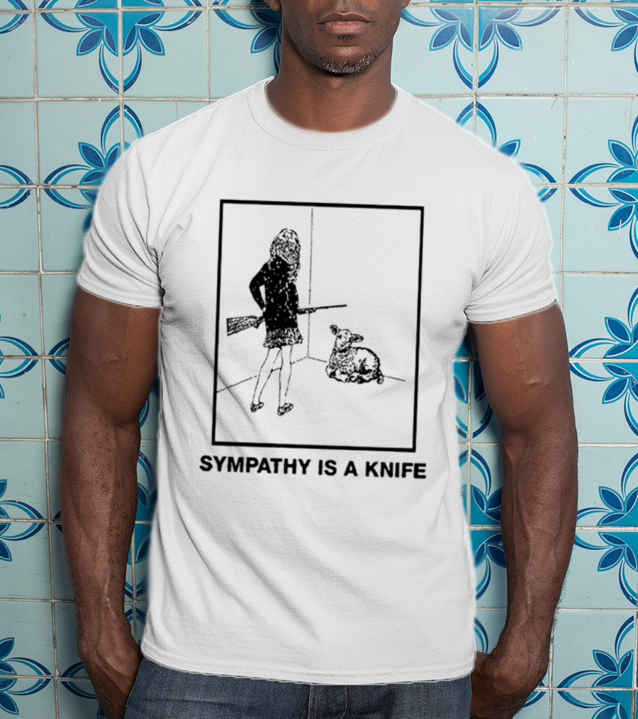Sympathy Is A Knife Dark Silhouette Holding Object Next To Seated Figure T-Shirt