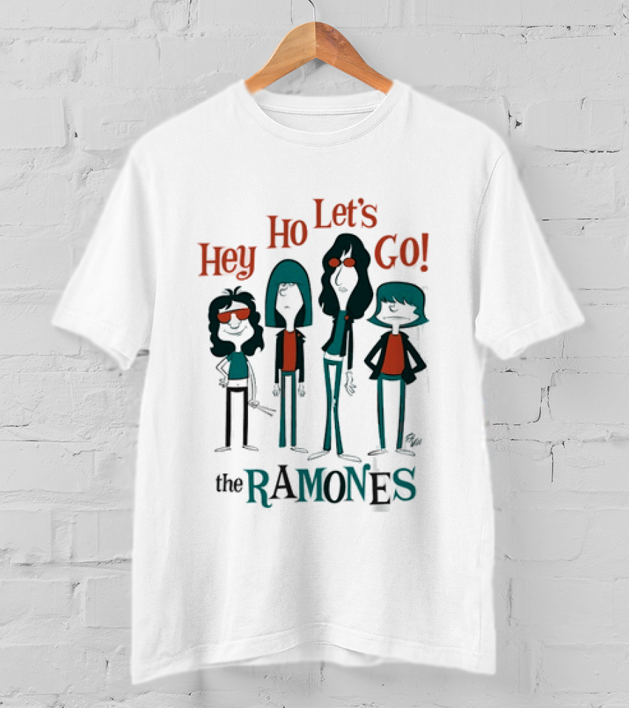 The Ramones Hey Ho Let's Go Cartoon Band Members T-Shirt