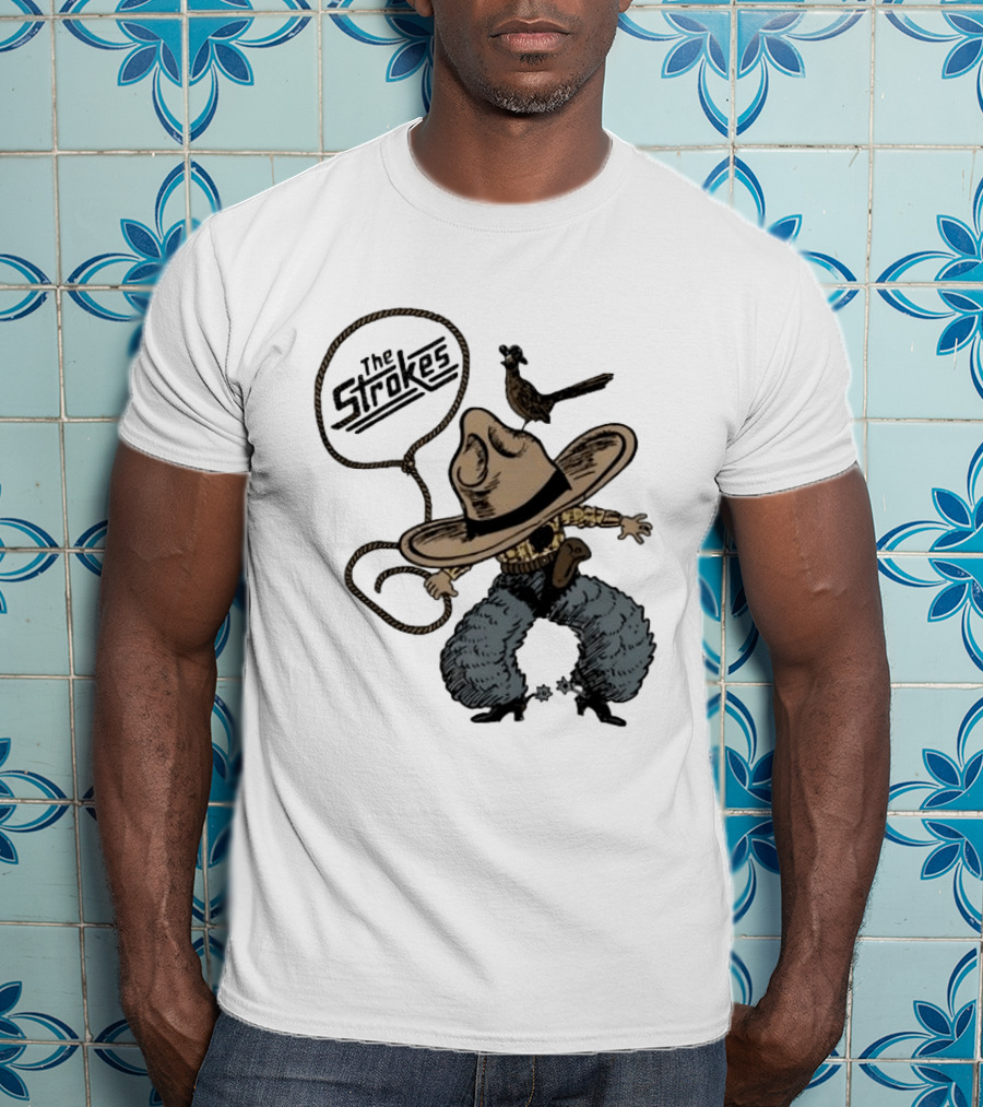 The Strokes Cowboy Roadrunner Western Lasso Band Music T-Shirt