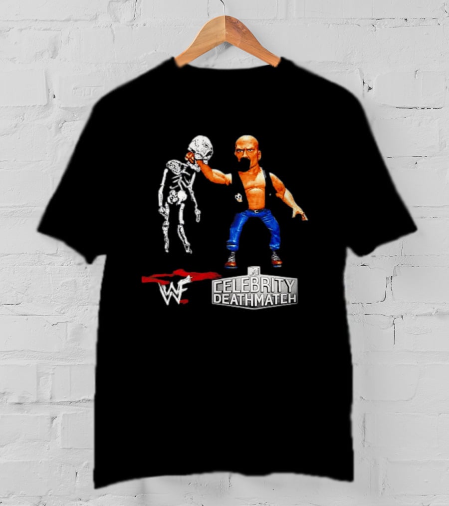 Stone Cold Steve Austin Holding Skeleton WWF MTV Celebrity Deathmatch T-Shirt