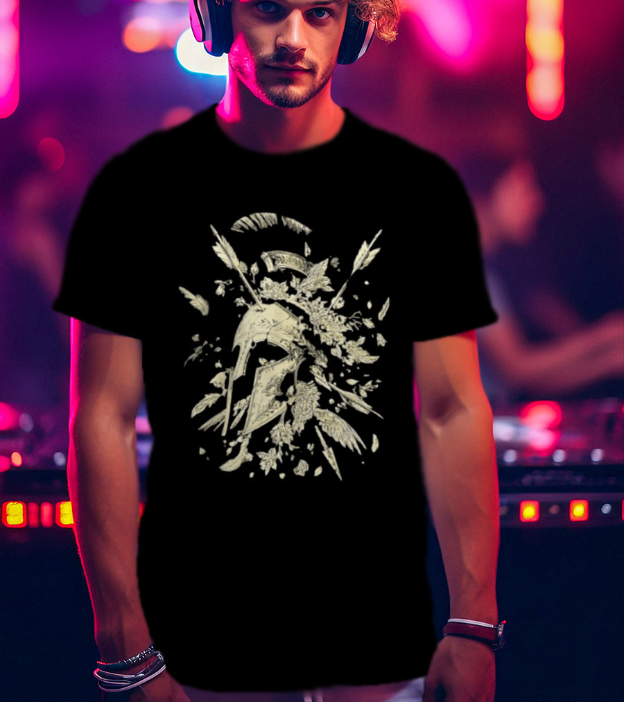 Ancient Greece Helmet With Arrows And Laurel Fragments T-Shirt