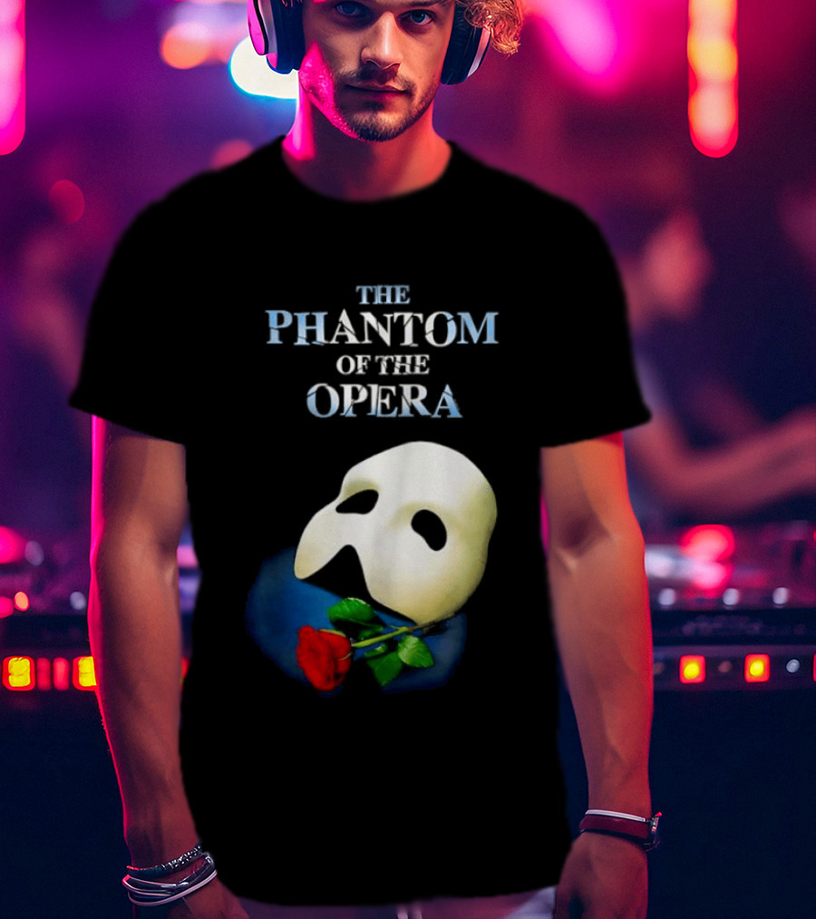 The Phantom Of The Opera Mask With Red Rose T-Shirt