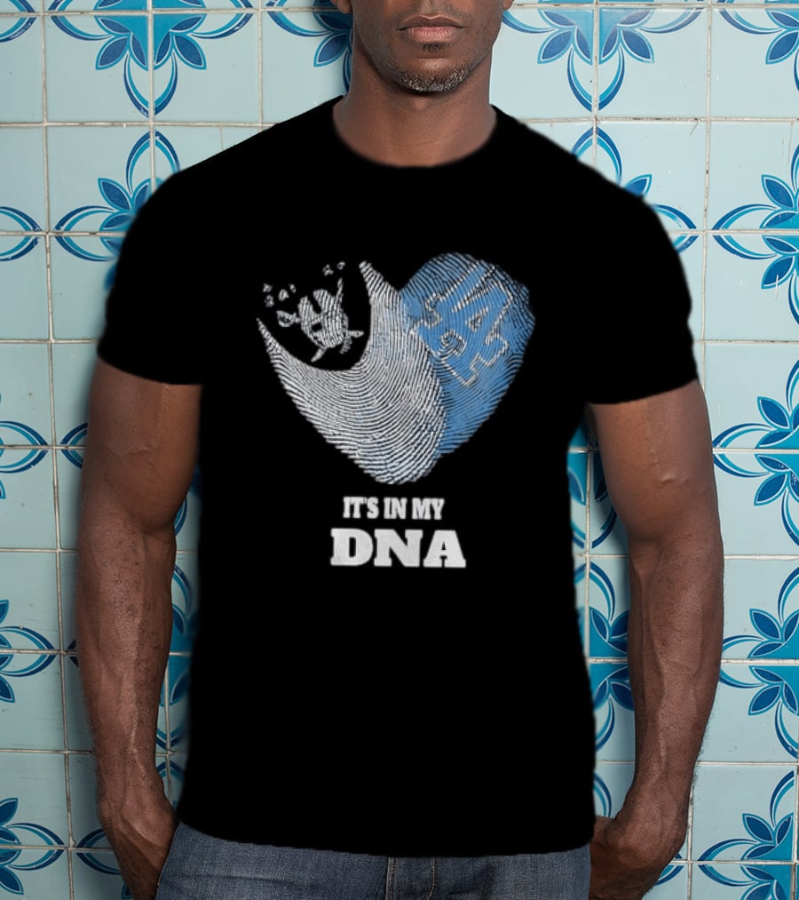 Los Angeles Raiders Dodgers Fingerprint Heart It's In My DNA T-Shirt