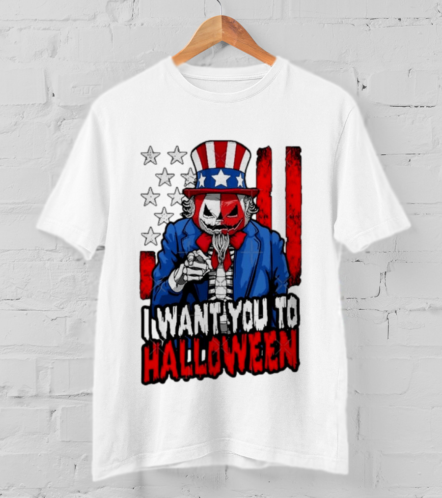 USA Patriotic Zombie Uncle Sam Pumpkin I Want You To Halloween T-Shirt