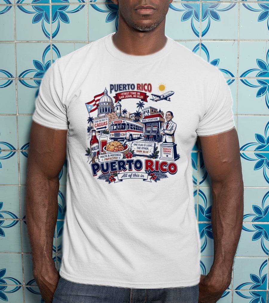 Puerto Rico Hijo San Juan Travel Coquis Papasito Salsa Dark Blue T-Shirt