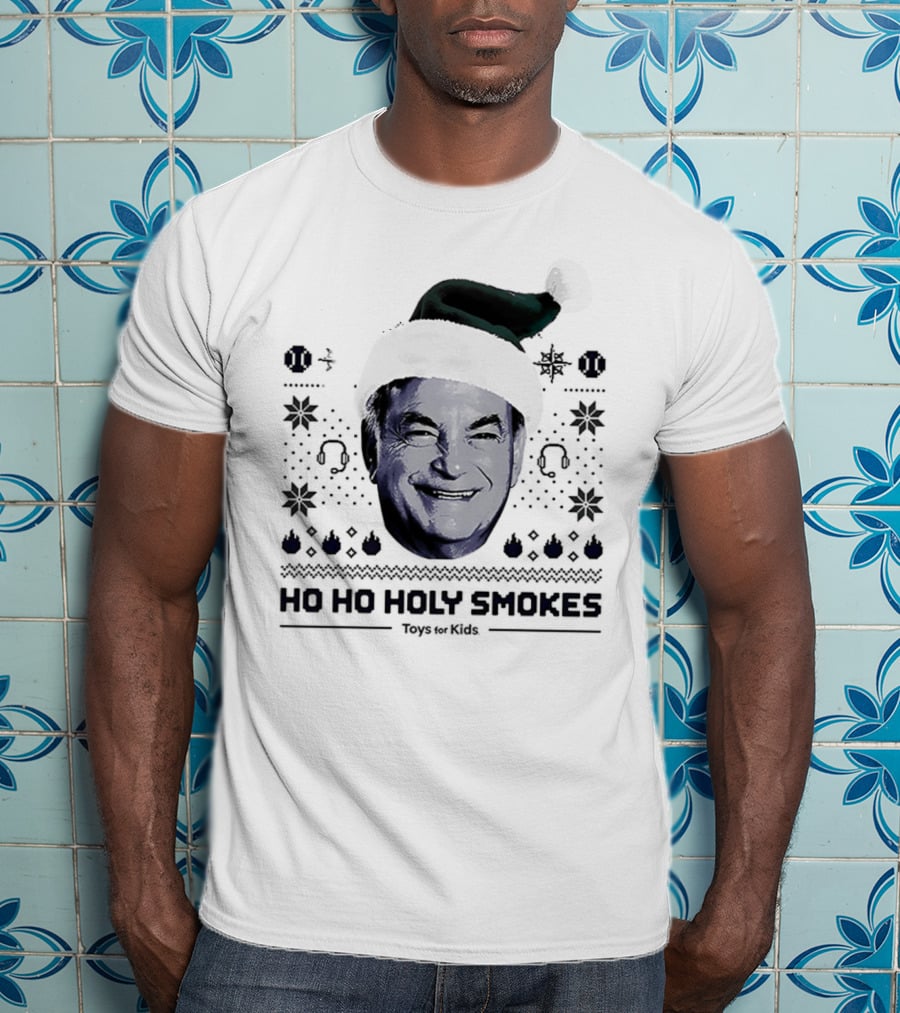 Rick Rizzs Ho Ho Holy Smokes Santa Hat Mariners Rizzsmas In July T-Shirt
