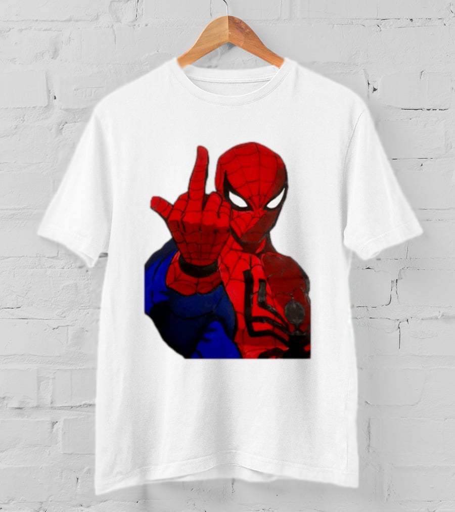 Spider Man Middle Finger Gesture Iconic Superhero Attitude T-Shirt