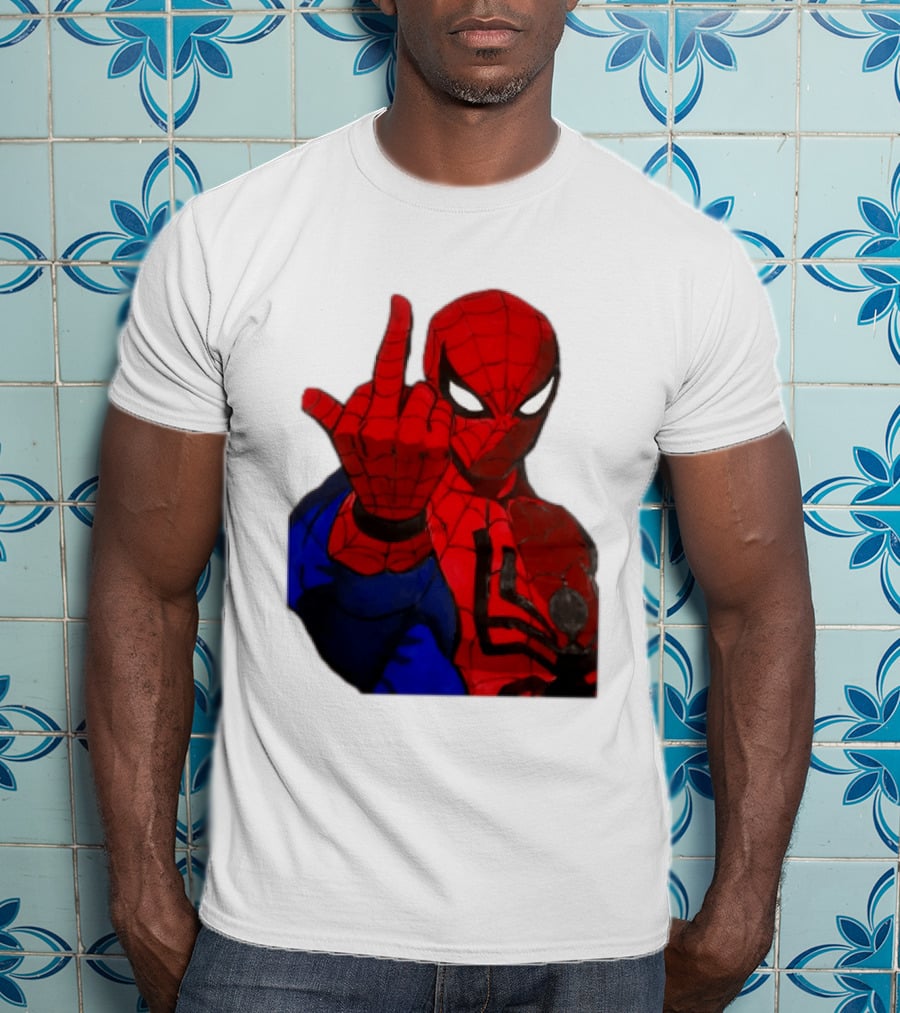 Spider Man Middle Finger Gesture Iconic Superhero Attitude T-Shirt