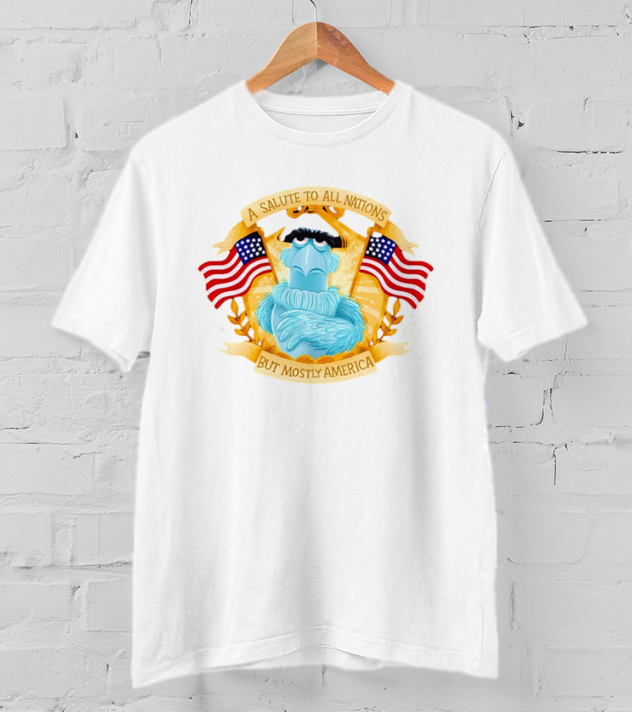 Sam The Eagle 2026 A Salute To All Nations But Mostly America American Flag The Muppets T-Shirt