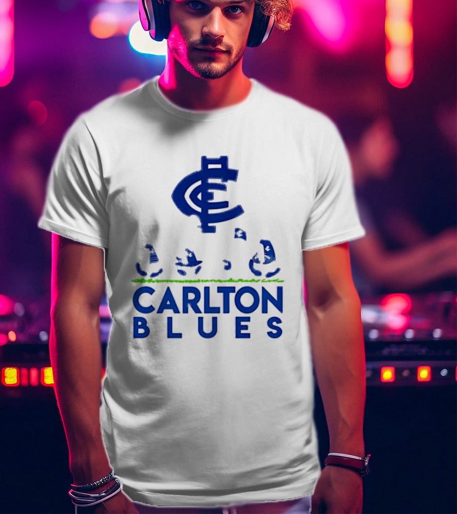 Snoopy Peanuts Characters Carlton Blues AFL Collaboration T-Shirt