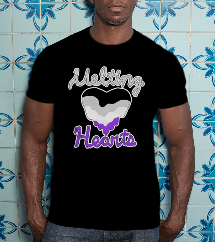 Melting Hearts Asexual Flag Colors Pride T-Shirt