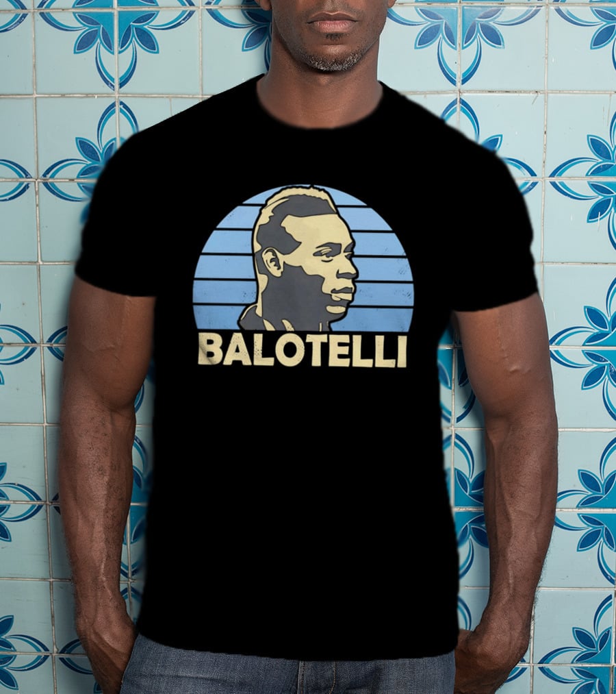 Balotelli Retro Style Italian Footballer Profile T-Shirt