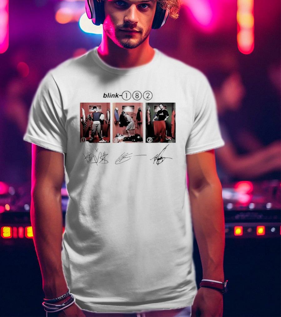Blink 182 Trio Album Art With Autographs T-Shirt
