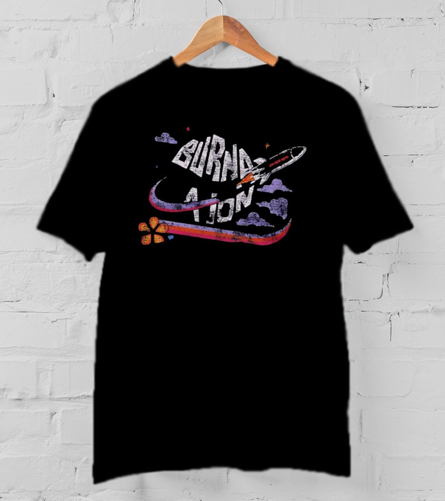Burn Nation Rocket Blast Off Space Flower T-Shirt