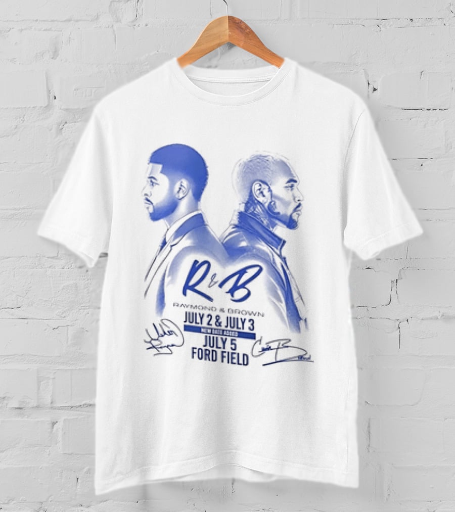 R&B Tour Chris Brown Usher Raymond Detroit Lions Ford Field T-Shirt