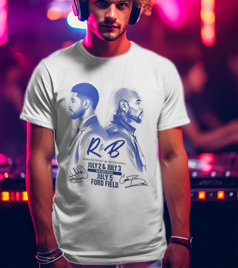 R&B Tour Chris Brown Usher Raymond Detroit Lions Ford Field T-Shirt