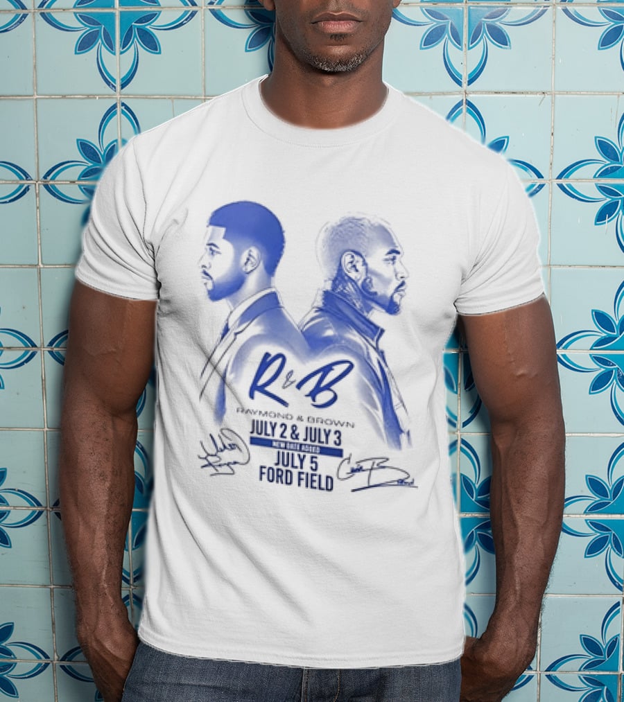 R&B Tour Chris Brown Usher Raymond Detroit Lions Ford Field T-Shirt
