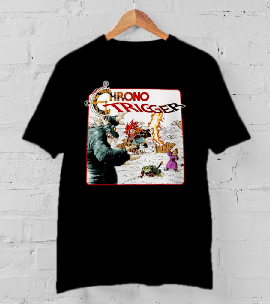Chrono Trigger Iconic Gaming Adventure Characters And Battle Scene T-Shirt