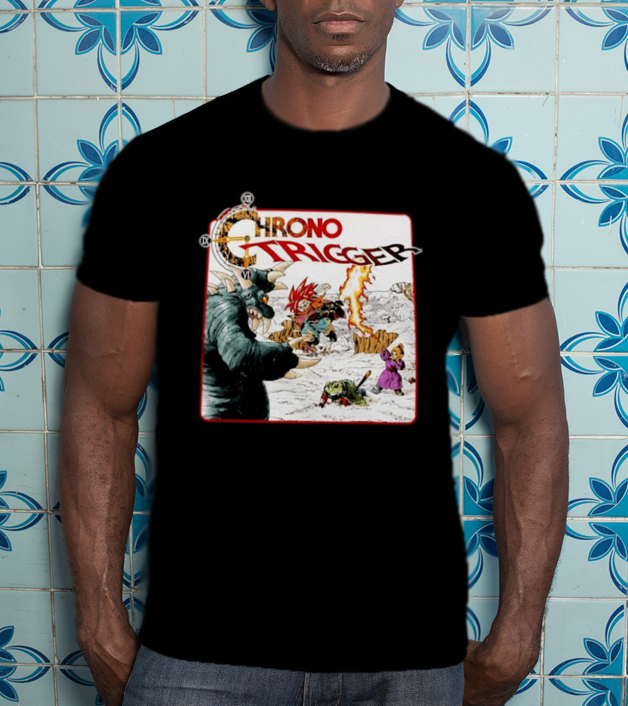 Chrono Trigger Iconic Gaming Adventure Characters And Battle Scene T-Shirt