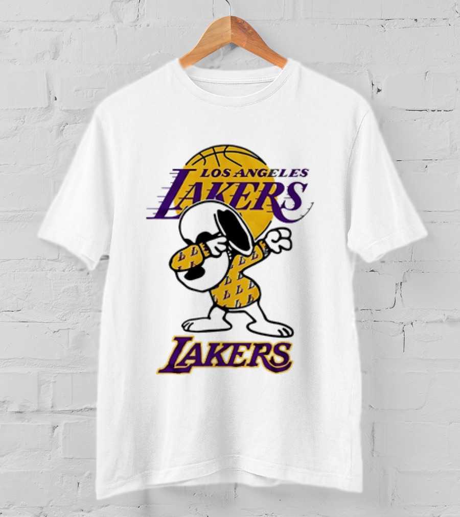 Dabbing Snoopy Los Angeles Lakers Basketball Mashup T-Shirt