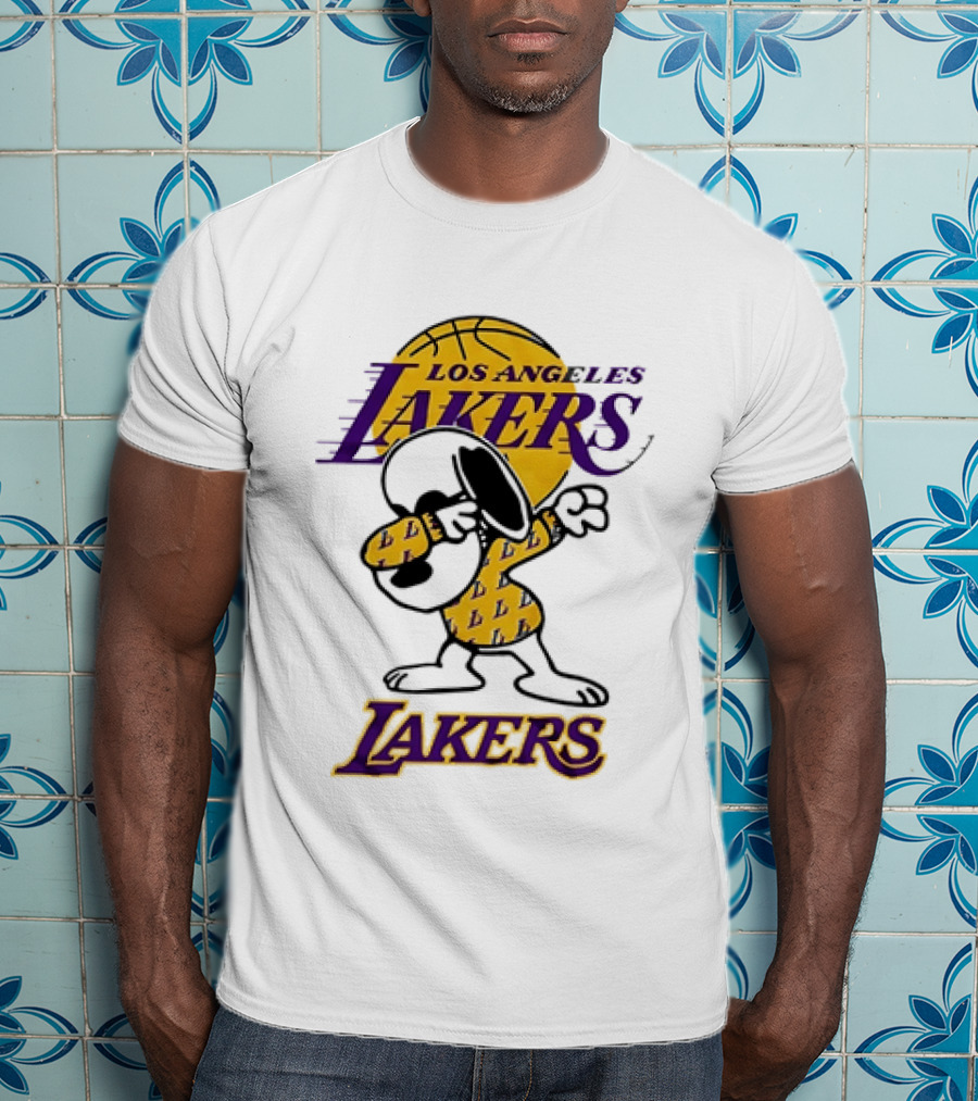 Dabbing Snoopy Los Angeles Lakers Basketball Mashup T-Shirt