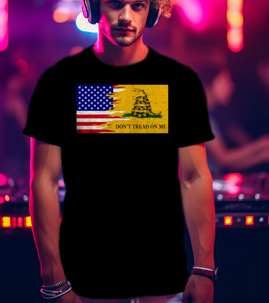 Don't Tread On Me American Flag Gadsden Snake T-Shirt