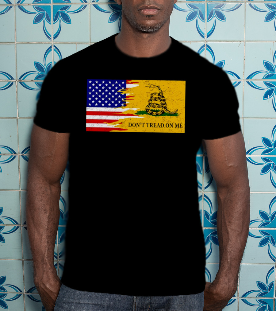 Don't Tread On Me American Flag Gadsden Snake T-Shirt