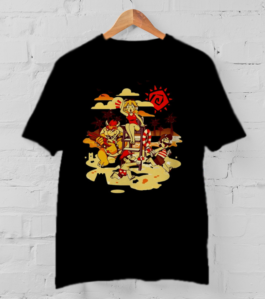 Frenemies Summer Beach Fun Mario Luigi Princess Peach Bowser Adventure T-Shirt
