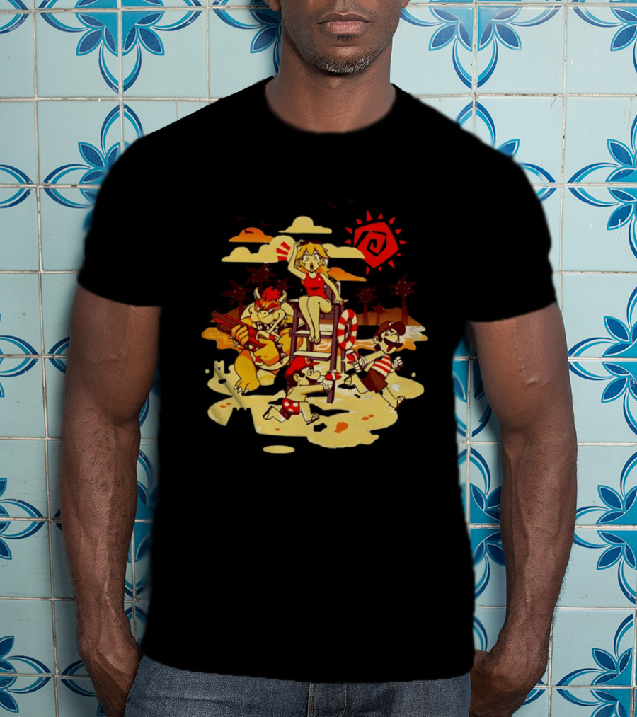 Frenemies Summer Beach Fun Mario Luigi Princess Peach Bowser Adventure T-Shirt
